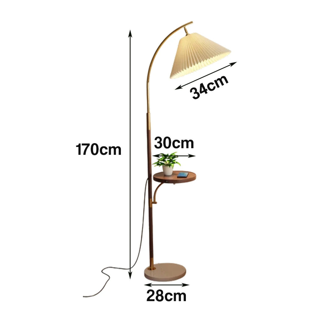 LIVARA Floor Lamp 3 Lighting Modes Pleated Fabric Shade Marble Base Iron Pole Foot Switch for Modern Spaces