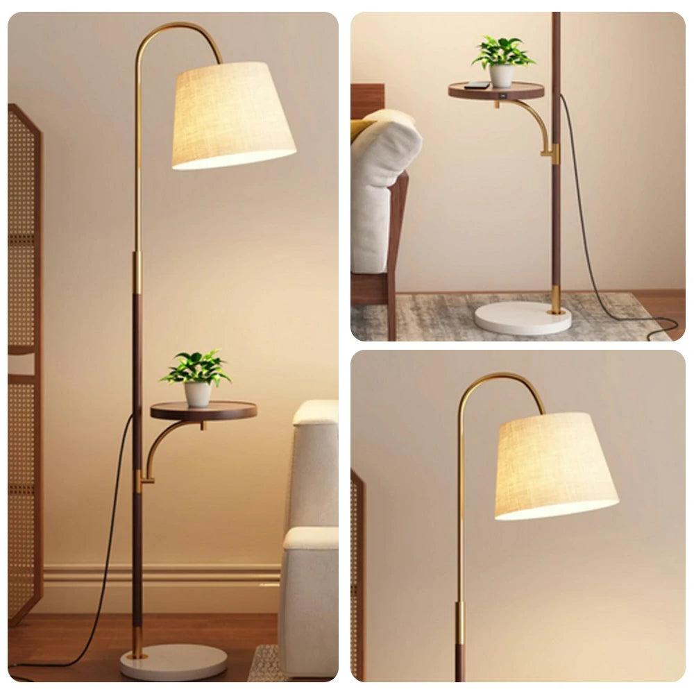 LIVARA Floor Lamp 3 Lighting Modes Linen Fabric Shade Marble Base Iron Pole Foot Switch for Modern Spaces