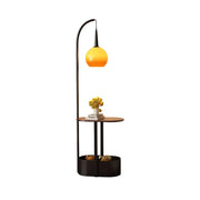LIVARA Floor Lamp Wireless Charging Soft Lighting Solid Wood & Iron Frame Dual Storage Design - Black