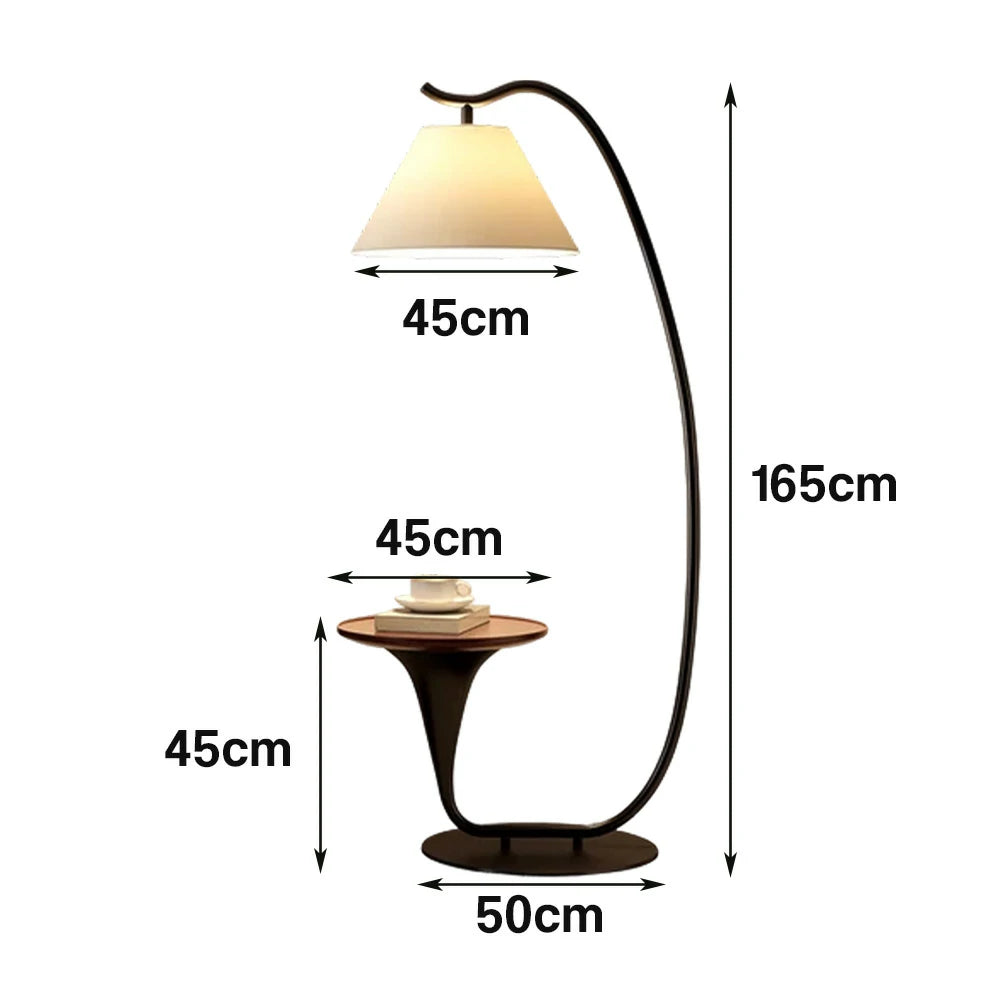 LIVARA Floor Lamp Soft Light Foot Switch Iron Frame Walnut Look for Living Room Bedroom