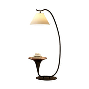 LIVARA Floor Lamp Soft Light Foot Switch Iron Frame Walnut Look for Living Room Bedroom