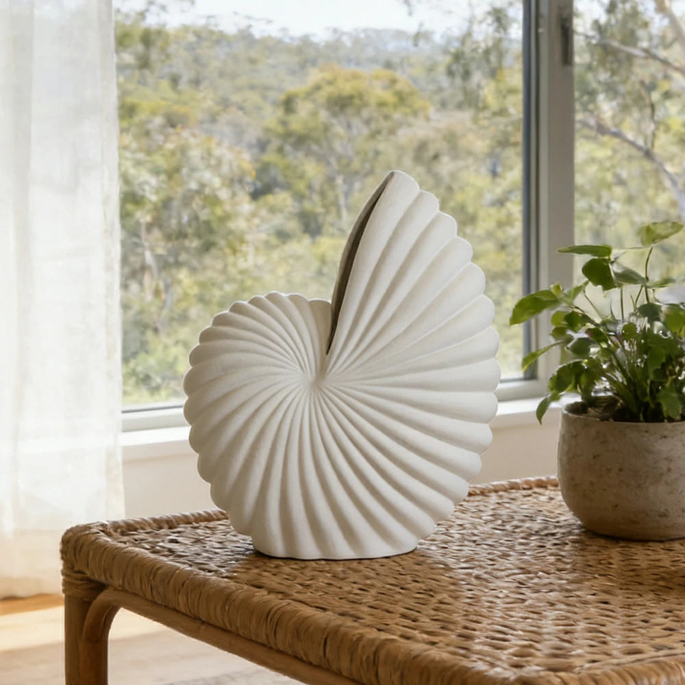 LIVARA Ceramic Vase Ornament Abstract Design Artistic Home Decor Matte Ceramic Handcrafted Stone-Texture Finish