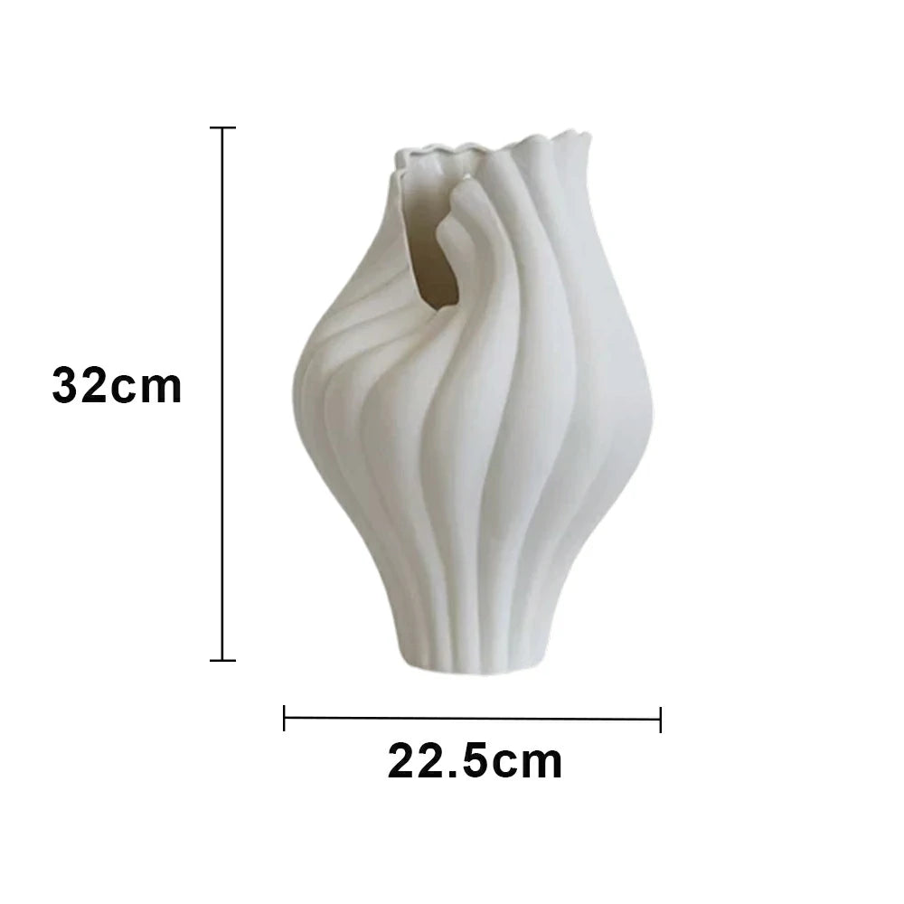 LIVARA Ceramic Vase Ornament Abstract Aesthetic Decorative Display Matte Ceramic Handcrafted Textured Finish