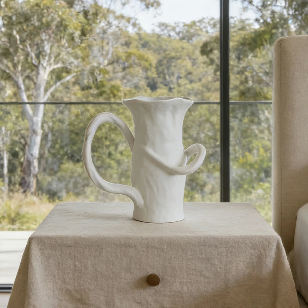 LIVARA Ceramic Vase Ornament Abstract Form Artistic Home Display Matte Ceramic Handcrafted Stone-Texture Design