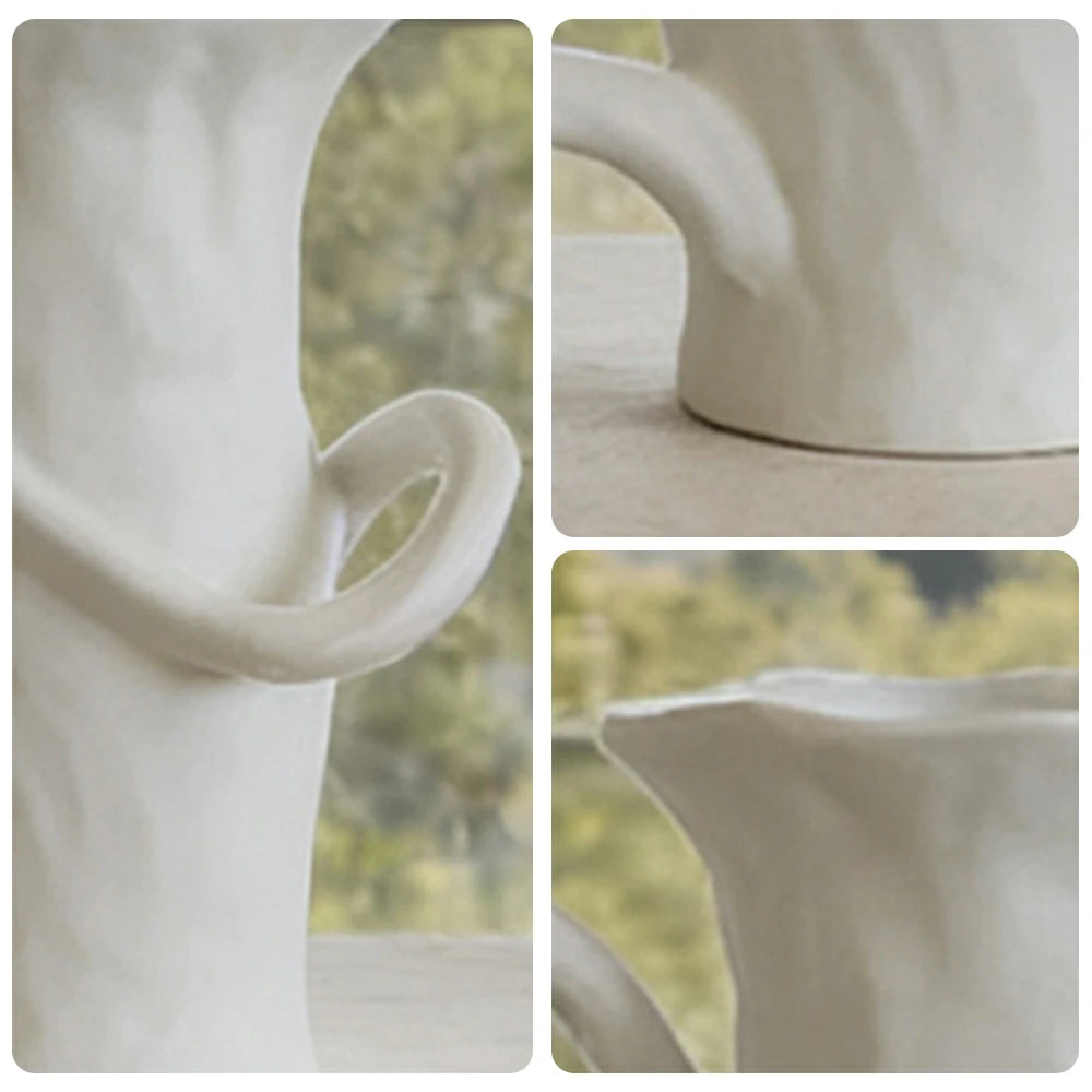 LIVARA Ceramic Vase Ornament Abstract Form Artistic Home Display Matte Ceramic Handcrafted Stone-Texture Design