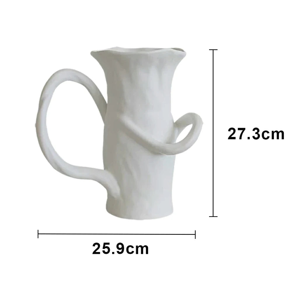 LIVARA Ceramic Vase Ornament Abstract Form Artistic Home Display Matte Ceramic Handcrafted Stone-Texture Design