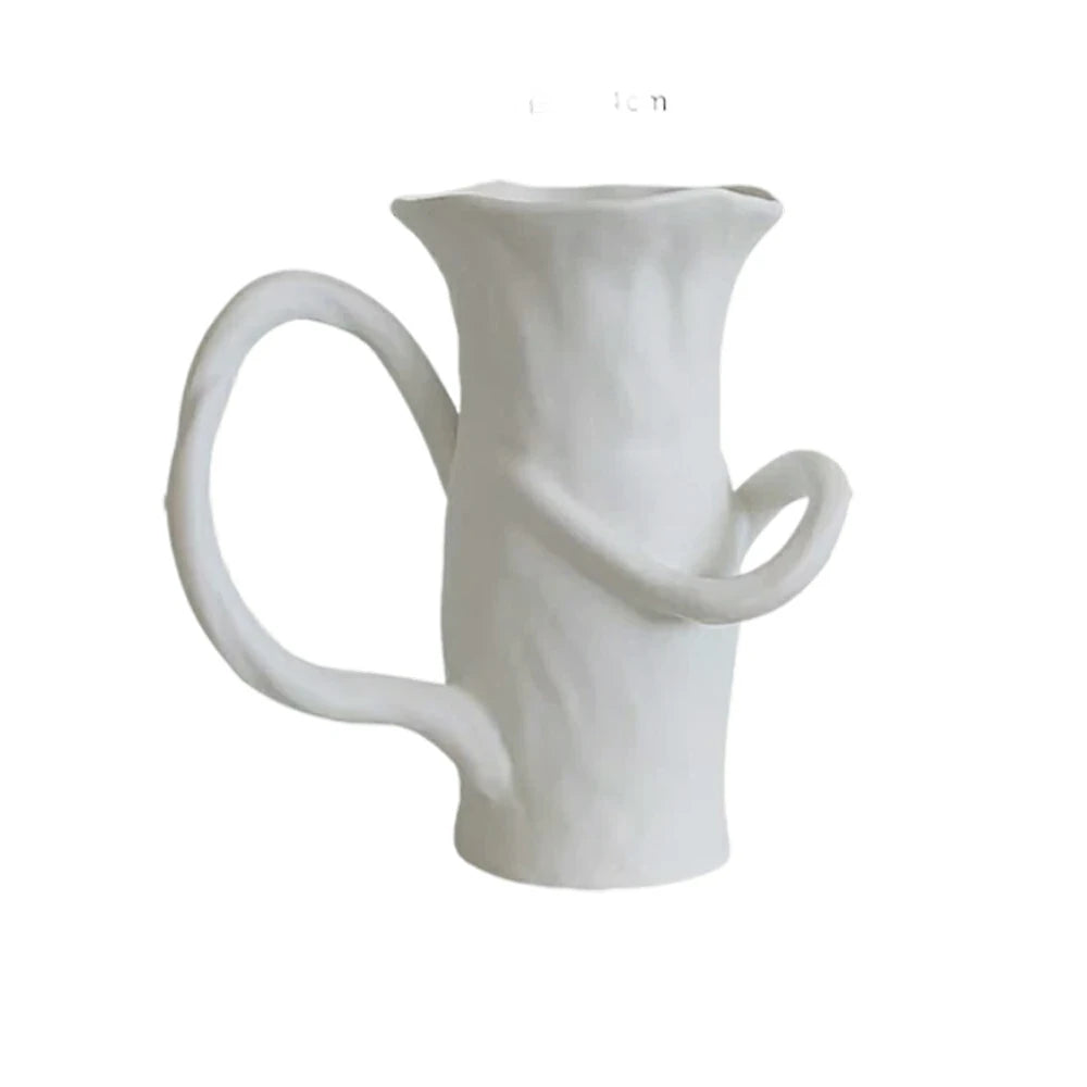 LIVARA Ceramic Vase Ornament Abstract Form Artistic Home Display Matte Ceramic Handcrafted Stone-Texture Design