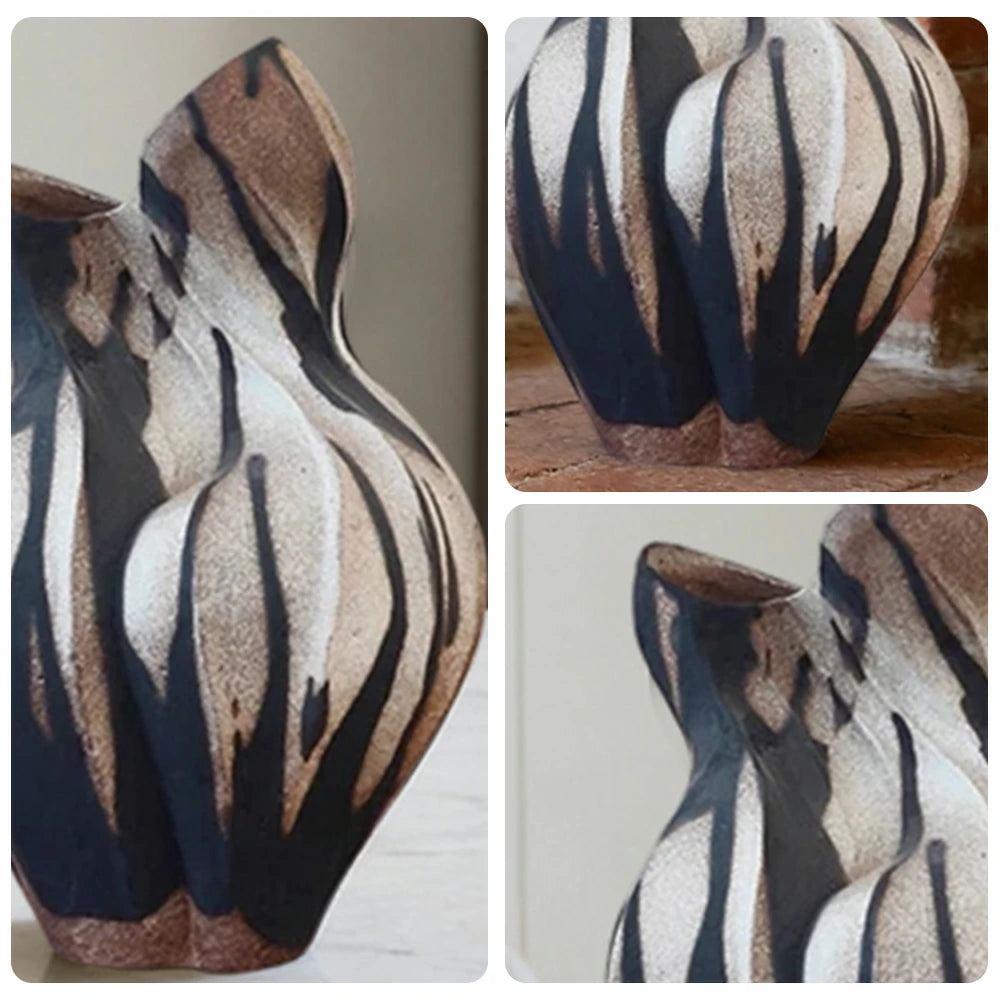 LIVARA Ceramic Vase Ornament Withered Rose Sculpture Artistic Display Matte Ceramic Handcrafted Stone-Texture Finish