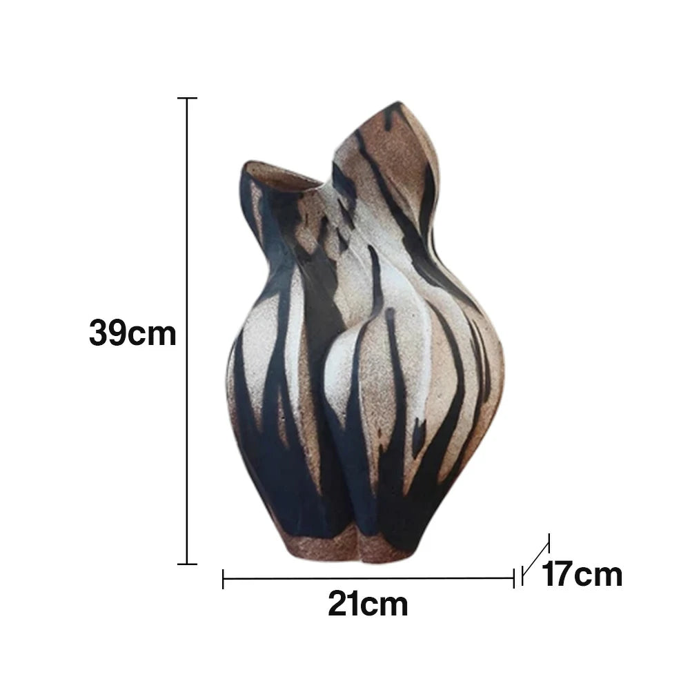 LIVARA Ceramic Vase Ornament Withered Rose Sculpture Artistic Display Matte Ceramic Handcrafted Stone-Texture Finish