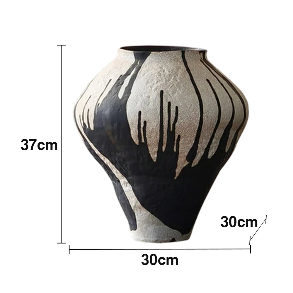 LIVARA Ceramic Vase Ornament Faded Rose Motif Artistic Home Display Matte Ceramic Handcrafted Textured Finish