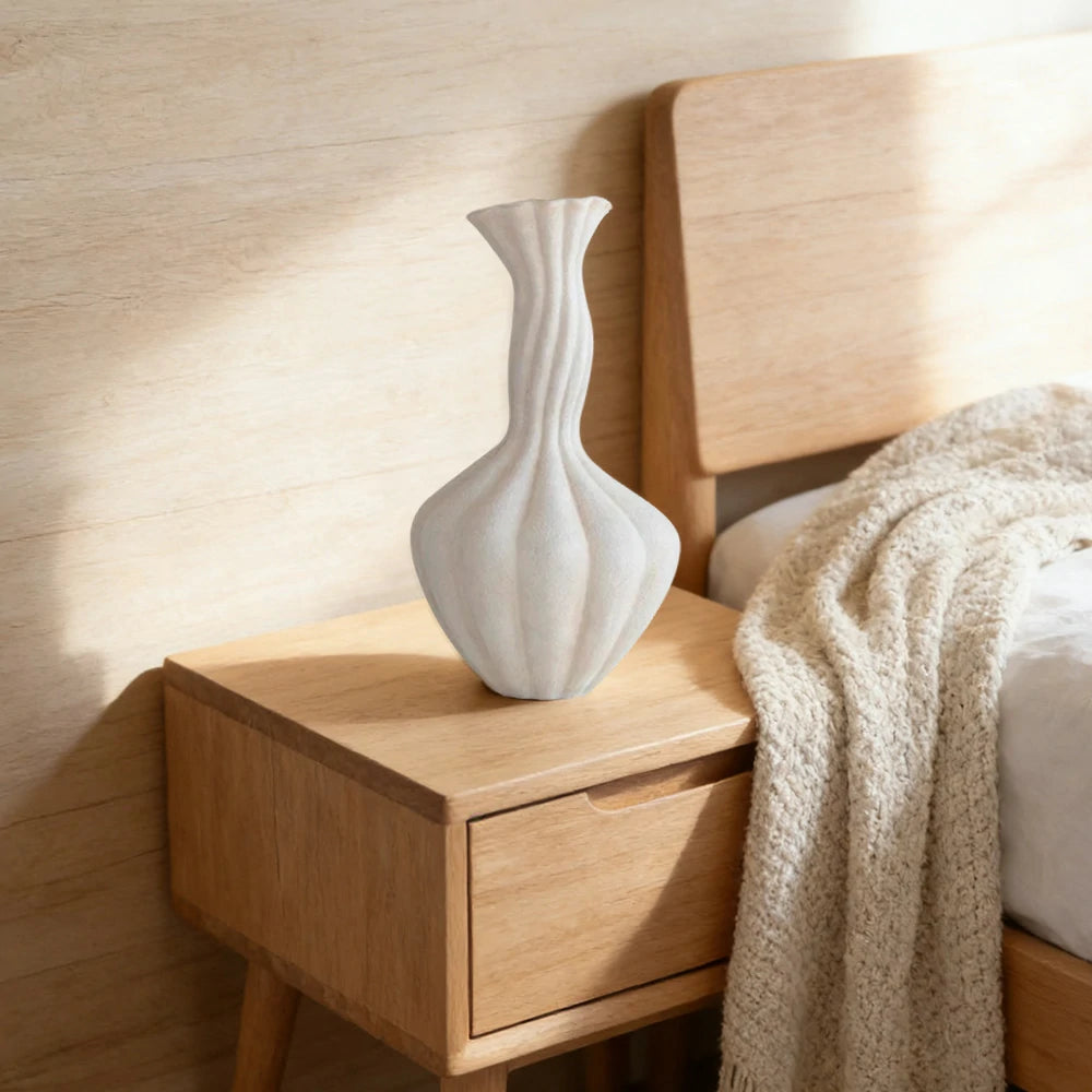 LIVARA Ceramic Vase Ornament 14cm Outer Opening Decorative Art Object Matte Ceramic Handcrafted Stone-Texture Design