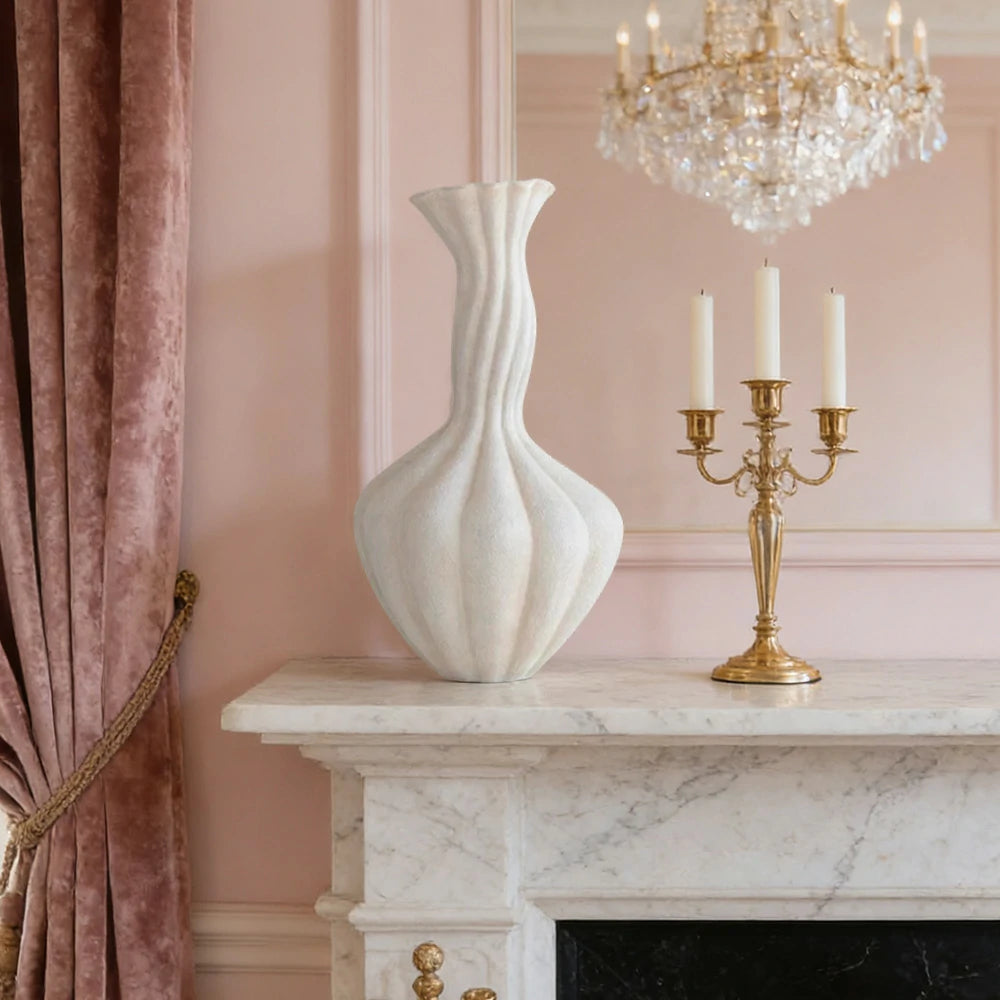 LIVARA Ceramic Vase Ornament 14cm Outer Opening Decorative Art Object Matte Ceramic Handcrafted Stone-Texture Design