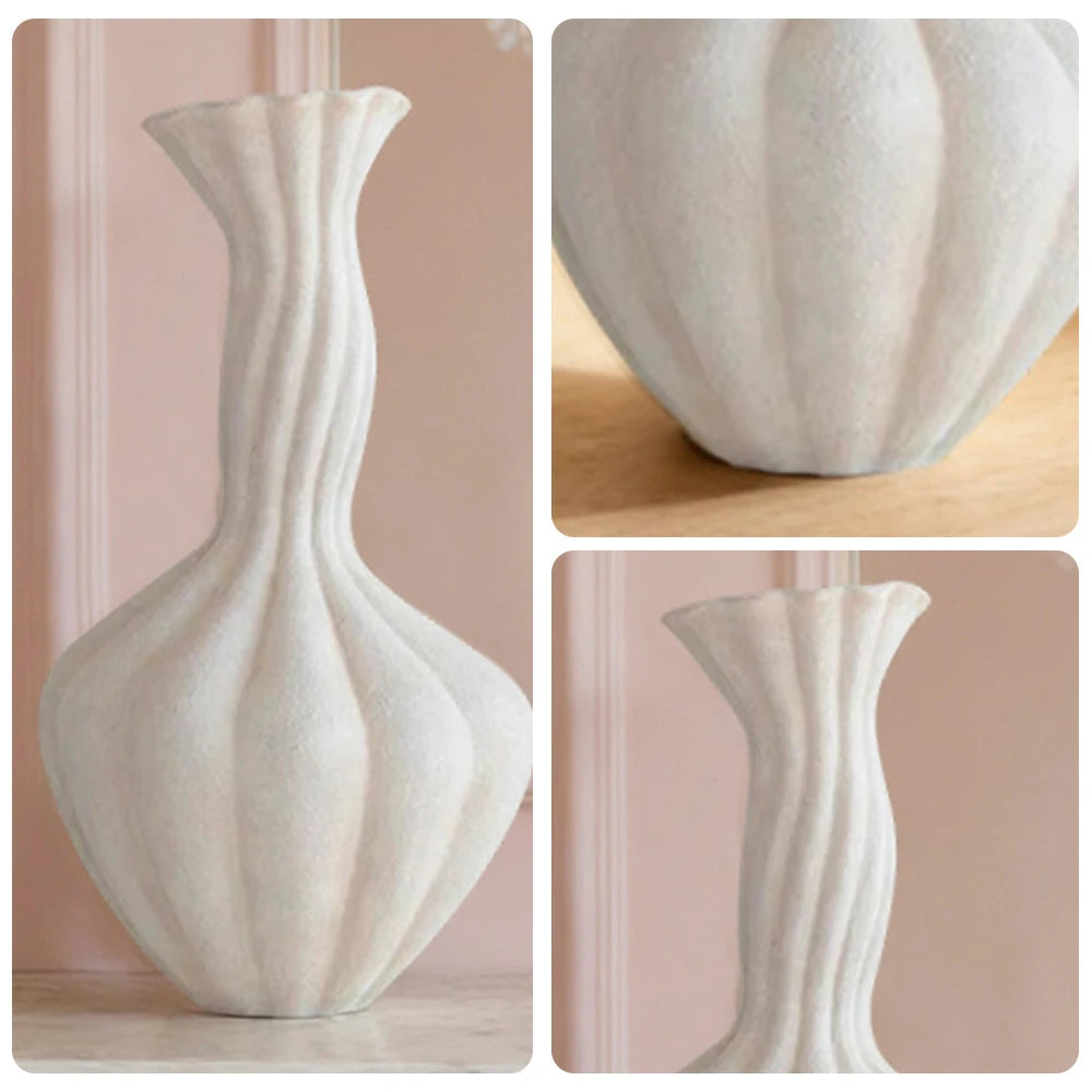 LIVARA Ceramic Vase Ornament 14cm Outer Opening Decorative Art Object Matte Ceramic Handcrafted Stone-Texture Design