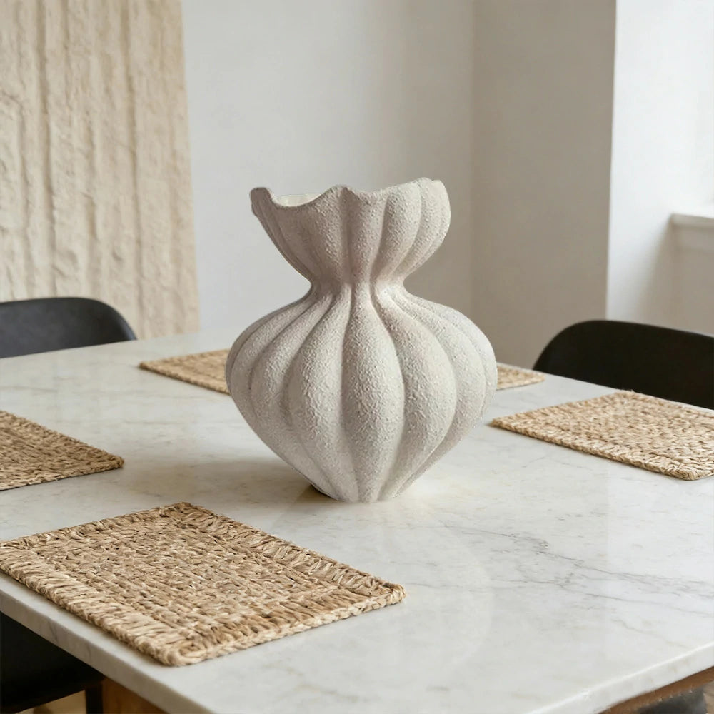 LIVARA Ceramic Vase Ornament 24cm Outer Opening Decorative Art Object Matte Ceramic Handcrafted Stone-Texture Design