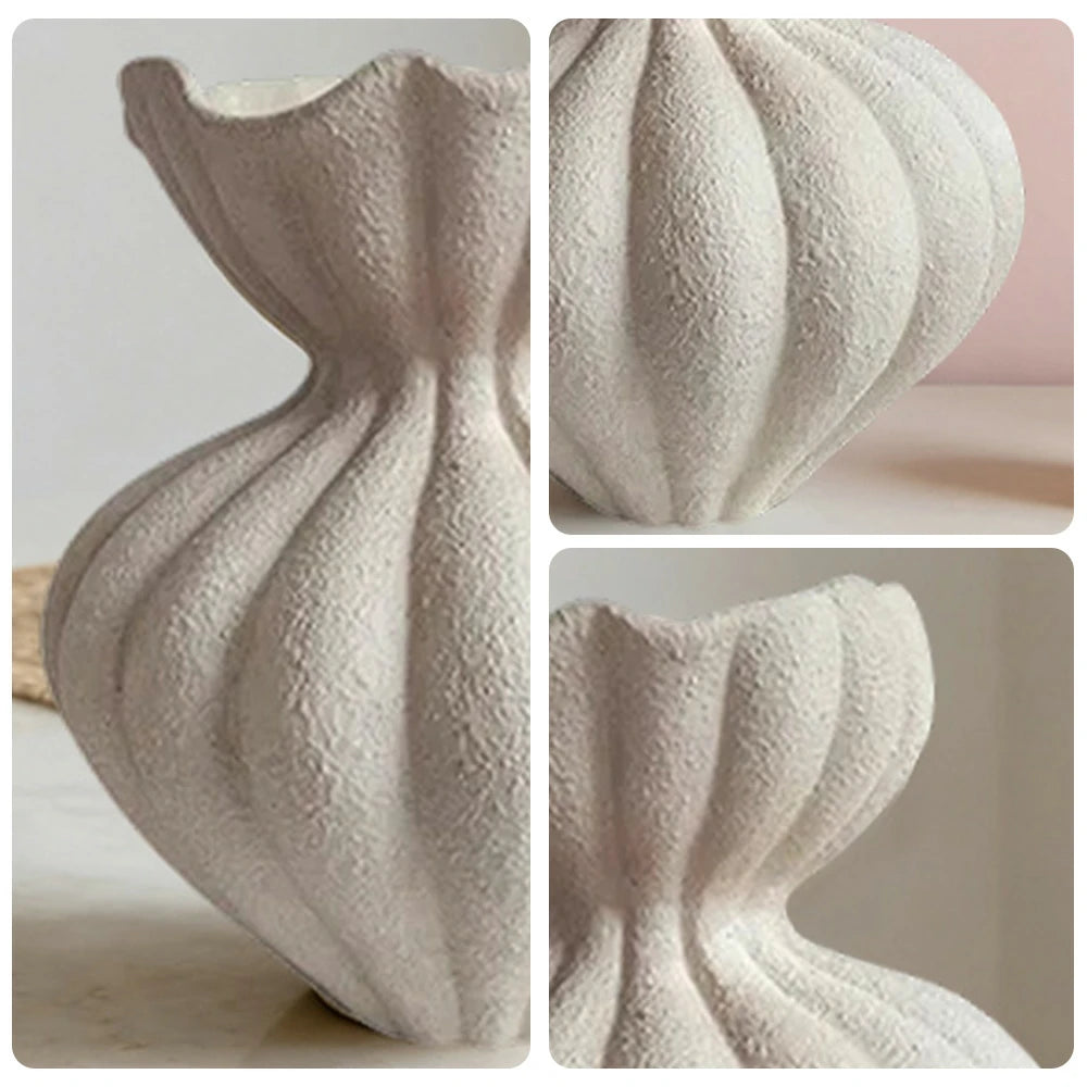 LIVARA Ceramic Vase Ornament 24cm Outer Opening Decorative Art Object Matte Ceramic Handcrafted Stone-Texture Design