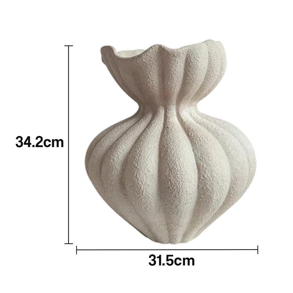 LIVARA Ceramic Vase Ornament 24cm Outer Opening Decorative Art Object Matte Ceramic Handcrafted Stone-Texture Design