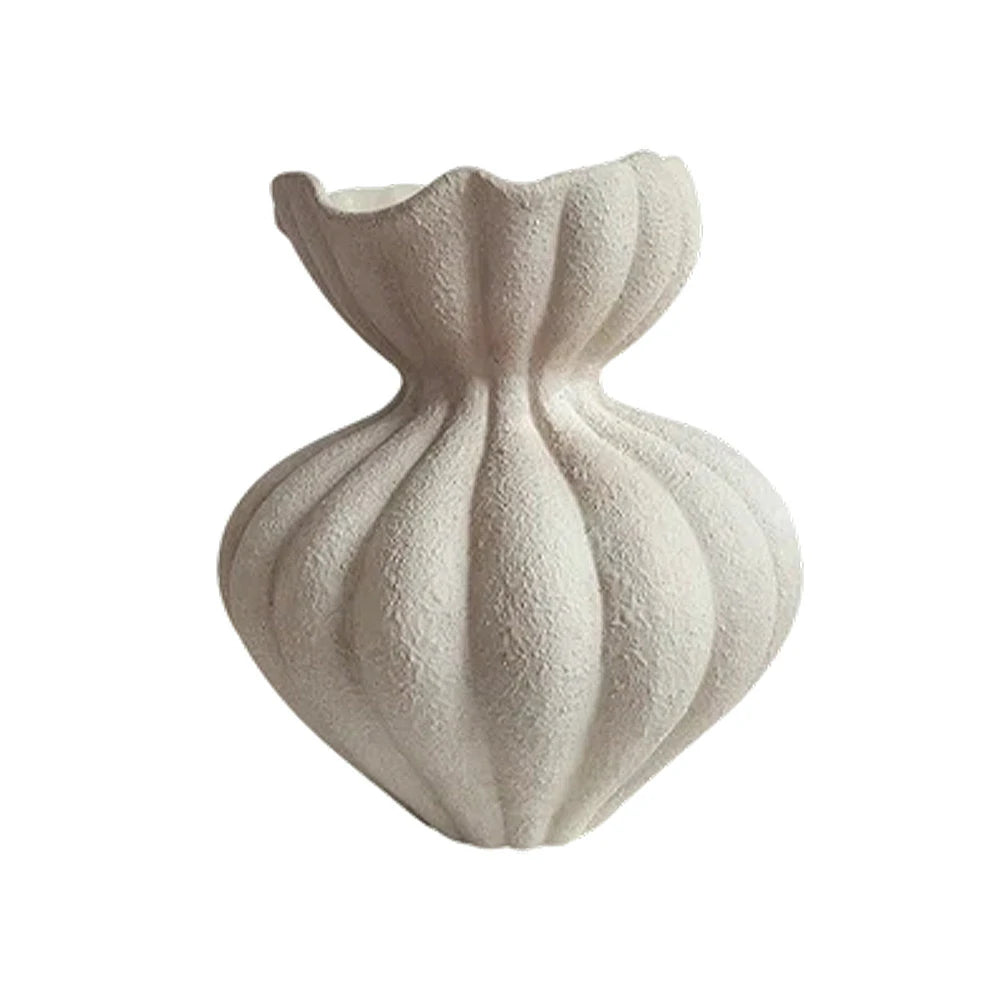 LIVARA Ceramic Vase Ornament 24cm Outer Opening Decorative Art Object Matte Ceramic Handcrafted Stone-Texture Design