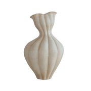 LIVARA Ceramic Vase Ornament 15cm Outer Opening Decorative Art Object Matte Ceramic Handcrafted Stone-Texture Design - White