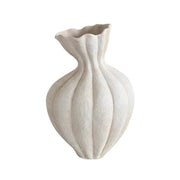 LIVARA Ceramic Vase Ornament 15cm Outer Diameter Artistic Home Display Matte Ceramic Handcrafted Stone-Texture Finish - White