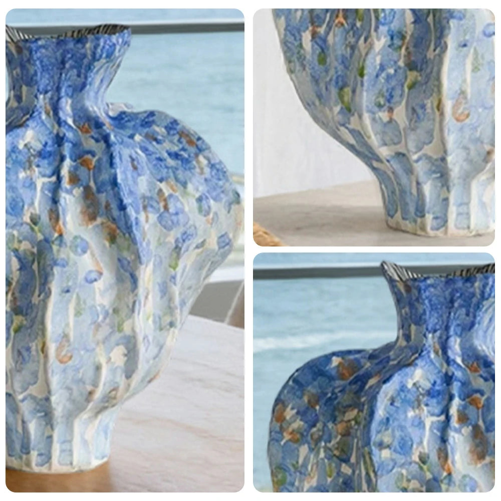 LIVARA Ceramic Vase Ornament Lakeside Stardust Theme Artistic Home Display Matte Ceramic Handcrafted Stone-Texture Design