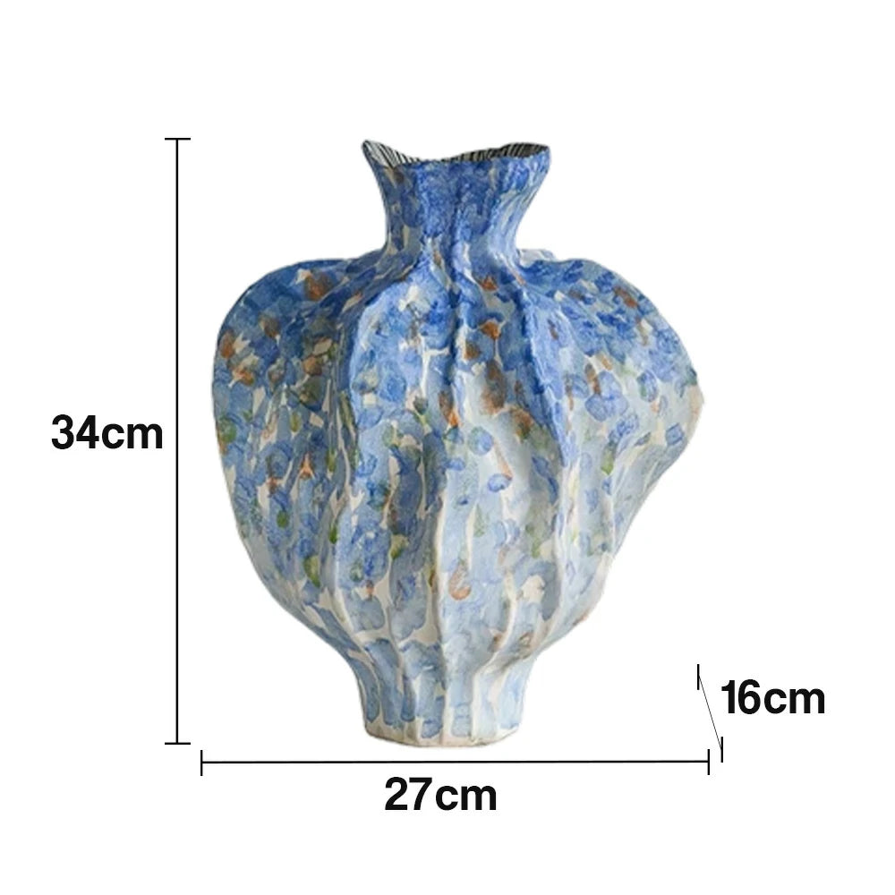LIVARA Ceramic Vase Ornament Lakeside Stardust Theme Artistic Home Display Matte Ceramic Handcrafted Stone-Texture Design