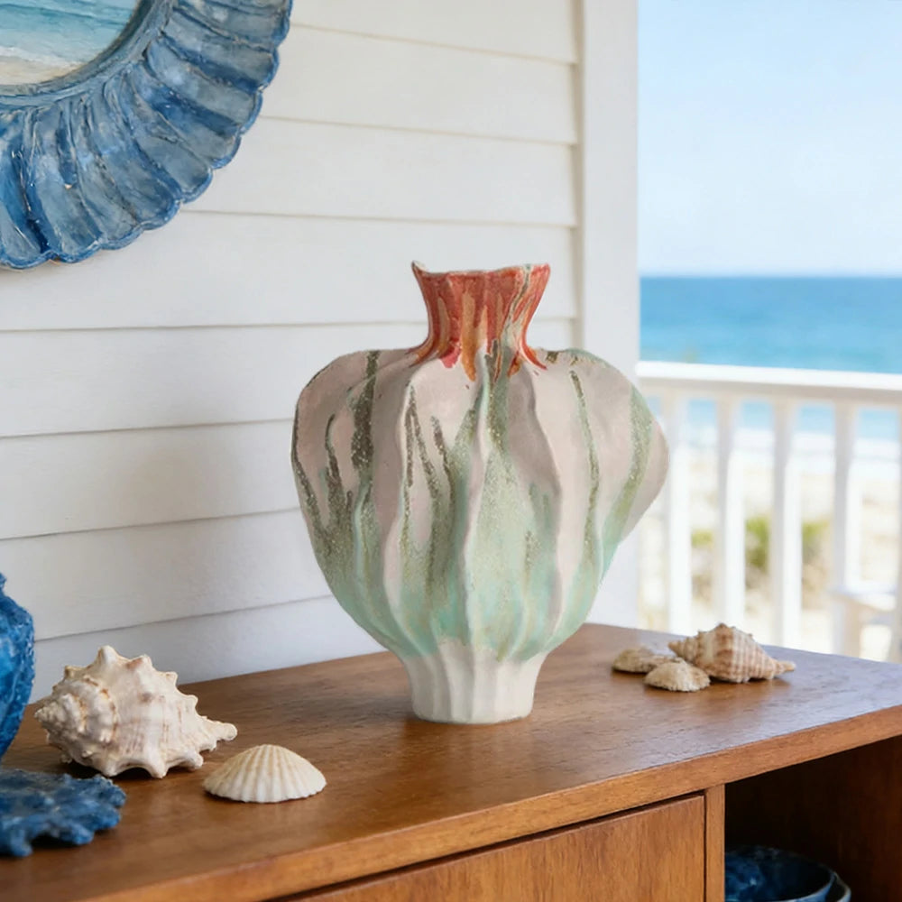 LIVARA Ceramic Vase Ornament Stardust Lakeside Inspired Style Artistic Home Decor Matte Ceramic Handcrafted Stone-Texture Finish