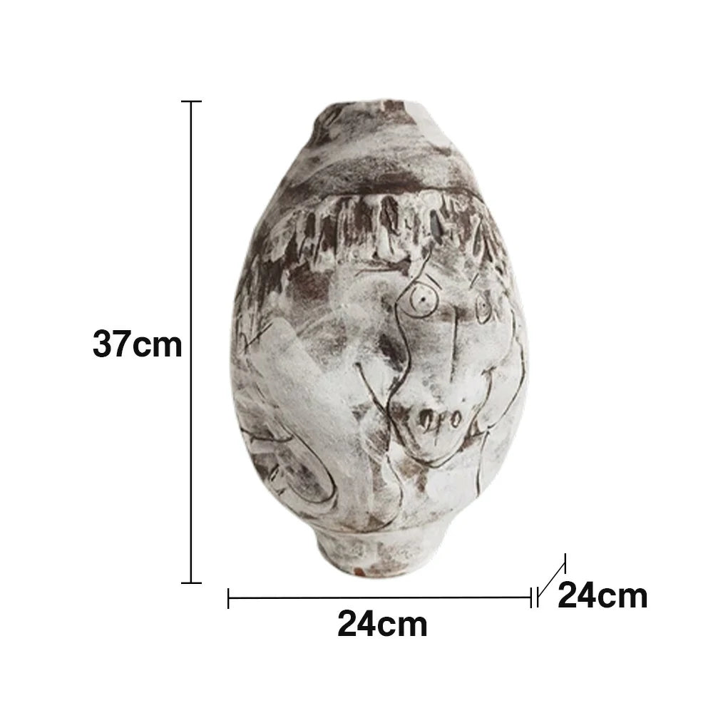 LIVARA Ceramic Vase Ornament Painted Horse Motif Decorative Art Object Matte Ceramic Handcrafted Textured Finish