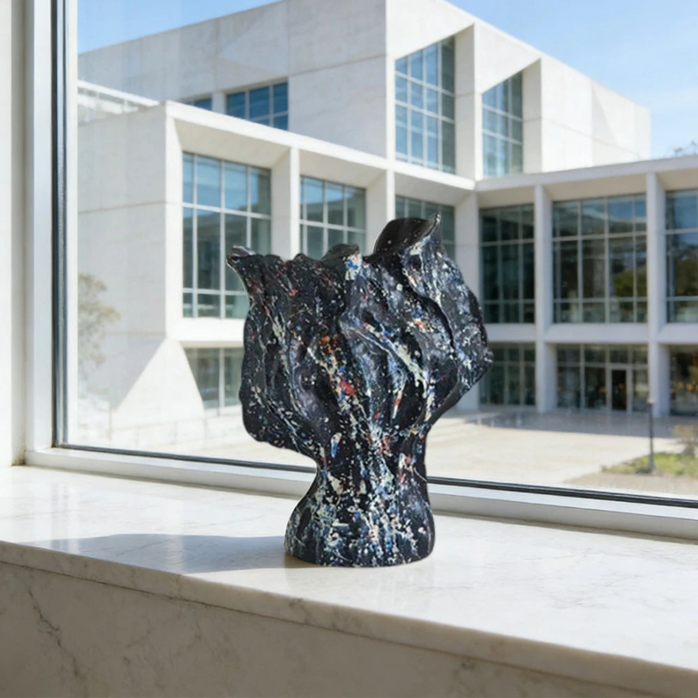 LIVARA Ceramic Vase Ornament Abstract Expressionist Motif Decorative Art Object Matte Ceramic Handcrafted Textured Finish