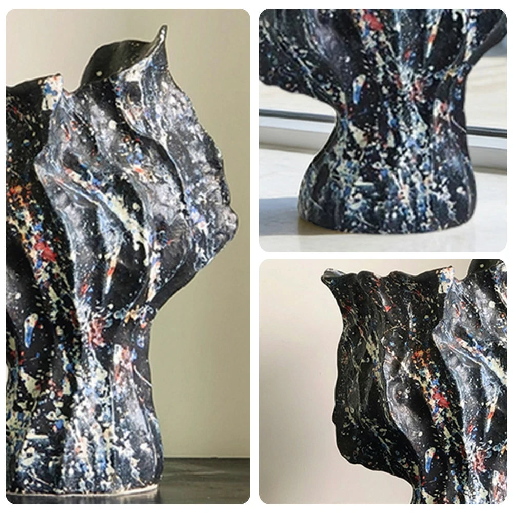 LIVARA Ceramic Vase Ornament Abstract Expressionist Motif Decorative Art Object Matte Ceramic Handcrafted Textured Finish