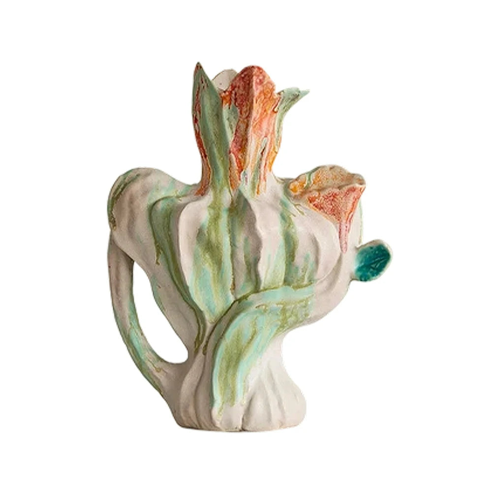 LIVARA Ceramic Vase Ornament Monet Garden Inspired Style Artistic Home Decor Matte Ceramic Handcrafted Stone-Texture Finish