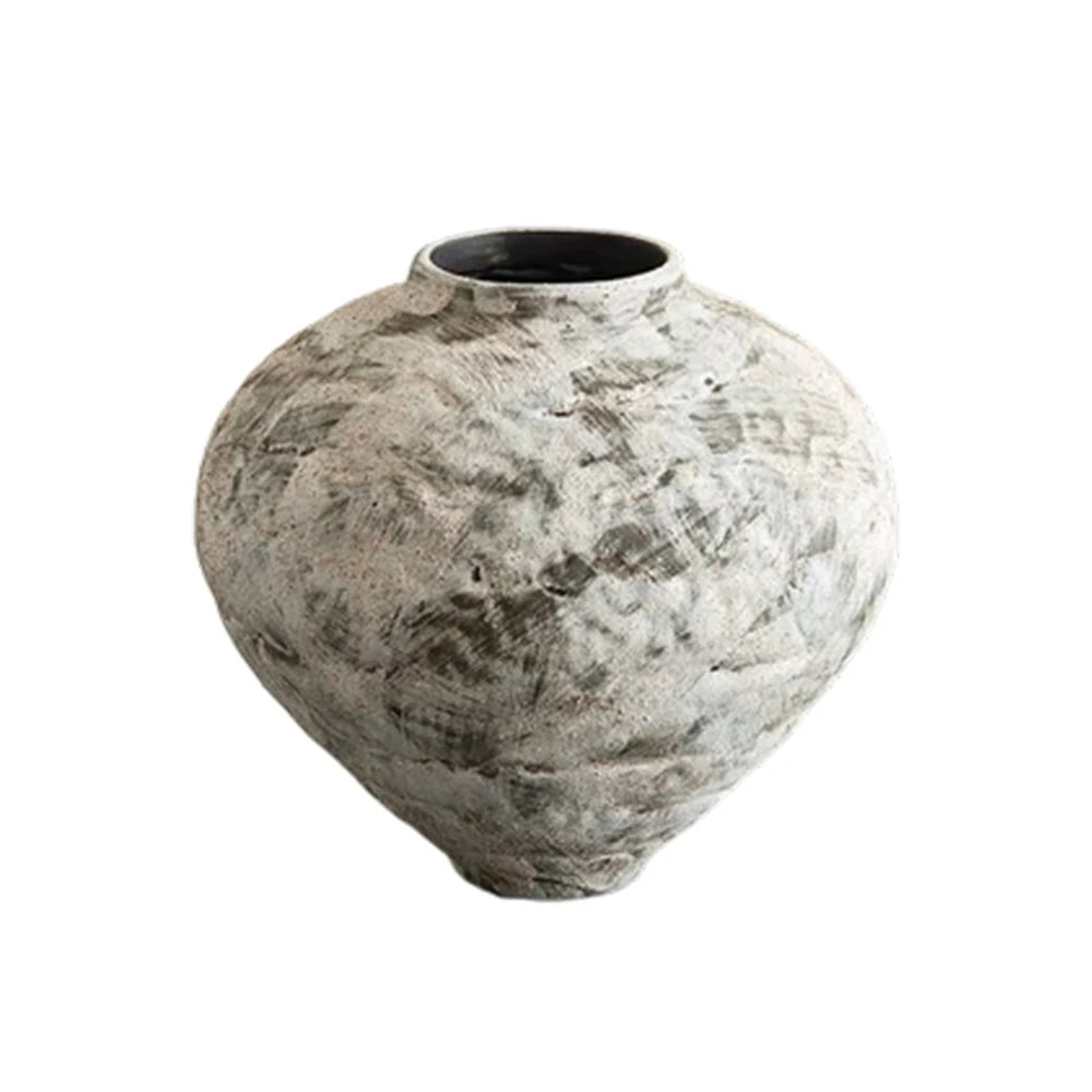 LIVARA Ceramic Vase Ornament Oriental Moon-White Motif Decorative Art Object Matte Ceramic Handcrafted Textured Finish