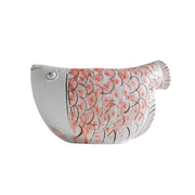 LIVARA Ceramic Vase Ornament Blue-and-White Porcelain with Crimson Dragonfish Motif Artistic Home Display Matte Ceramic Handcrafted Stone-Texture Design