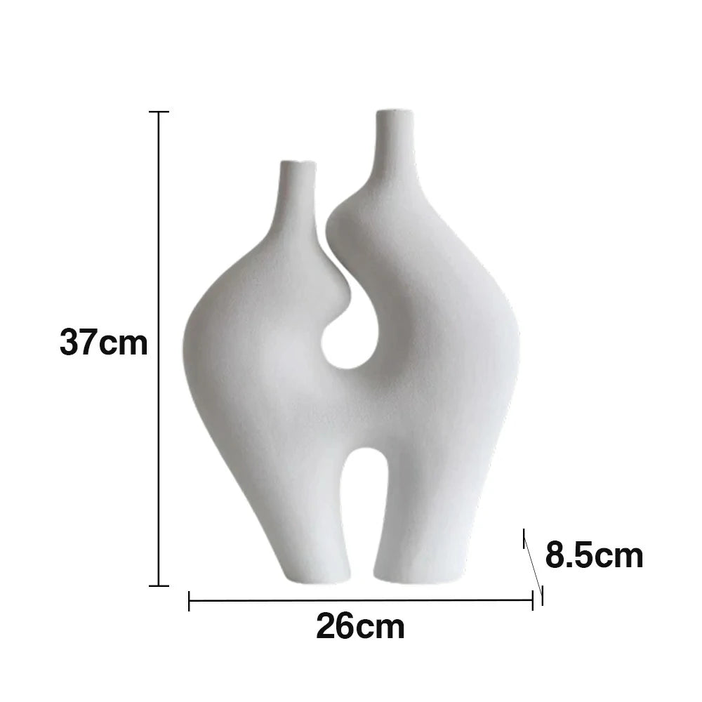 LIVARA Ceramic Vase Ornament High-Fired Ceramic Artistic Home Display Matte Ceramic Handcrafted Stone-Texture Design - White