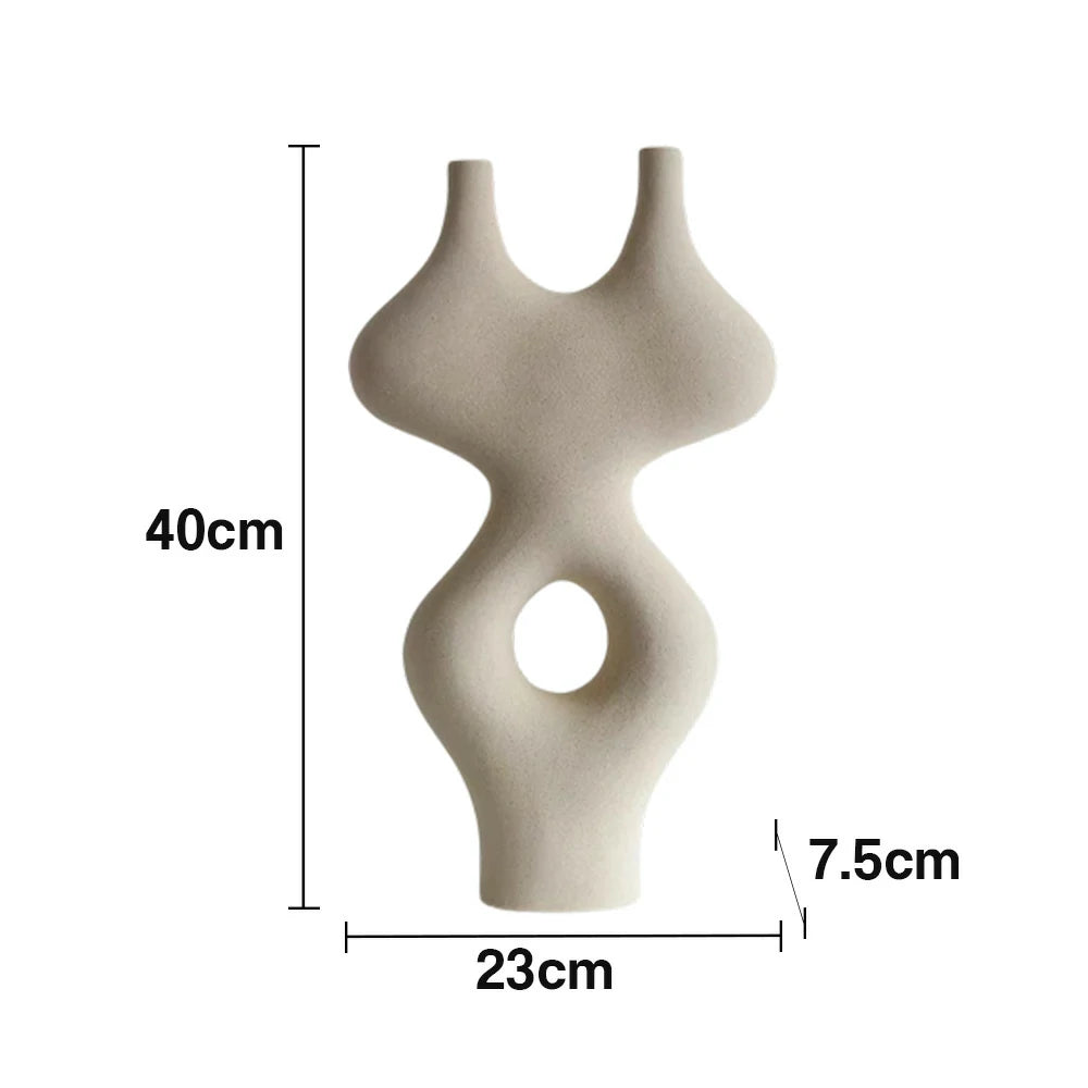 LIVARA Ceramic Vase Ornament Multi-Space Styling Artistic Home Display Matte Ceramic Handcrafted Stone-Texture Design - Beige