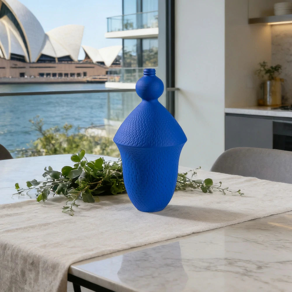 LIVARA Ceramic Vase Ornament Klein Blue Finish Multi-Space Styling Matte Ceramic Handcrafted Stone-Texture Design
