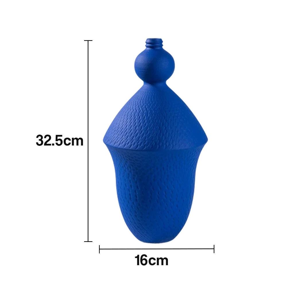 LIVARA Ceramic Vase Ornament Klein Blue Finish Multi-Space Styling Matte Ceramic Handcrafted Stone-Texture Design