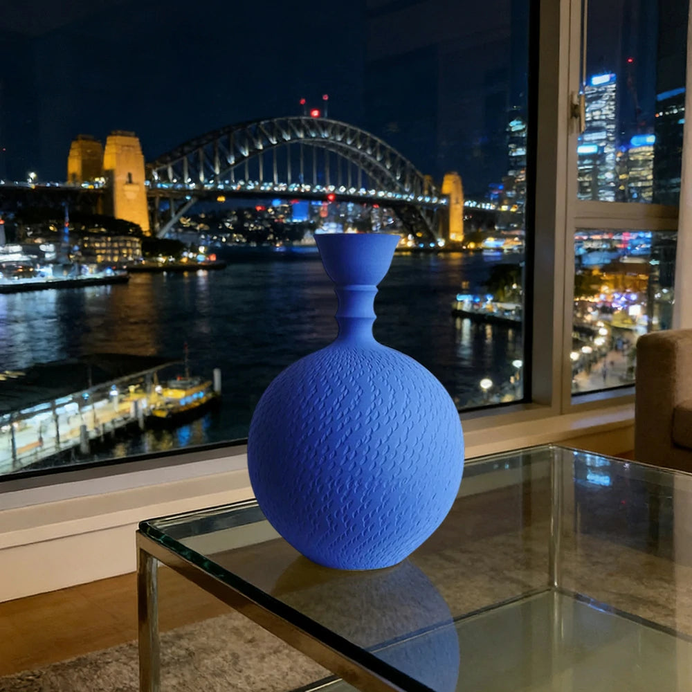 LIVARA Ceramic Vase Ornament Klein Blue Artistic Expression Sculptural Home Display Matte Ceramic