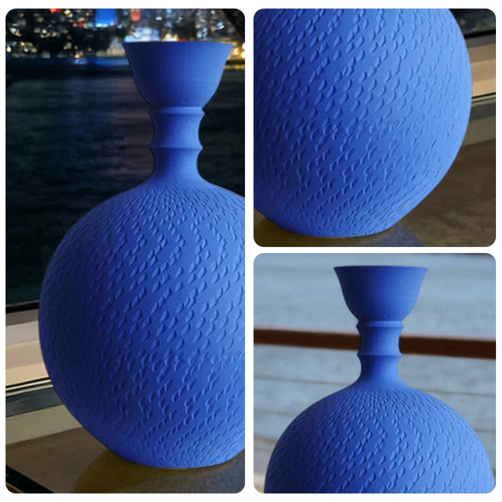 LIVARA Ceramic Vase Ornament Klein Blue Artistic Expression Sculptural Home Display Matte Ceramic