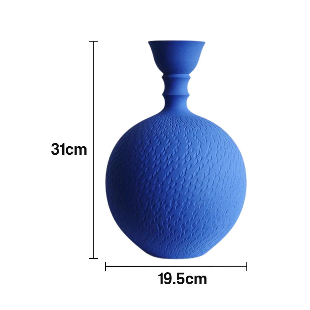 LIVARA Ceramic Vase Ornament Klein Blue Artistic Expression Sculptural Home Display Matte Ceramic