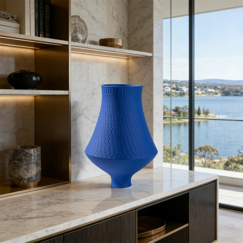 LIVARA Ceramic Vase Ornament Klein Blue Modern Design Artistic Home Decor Matte Ceramic Handcrafted Finish