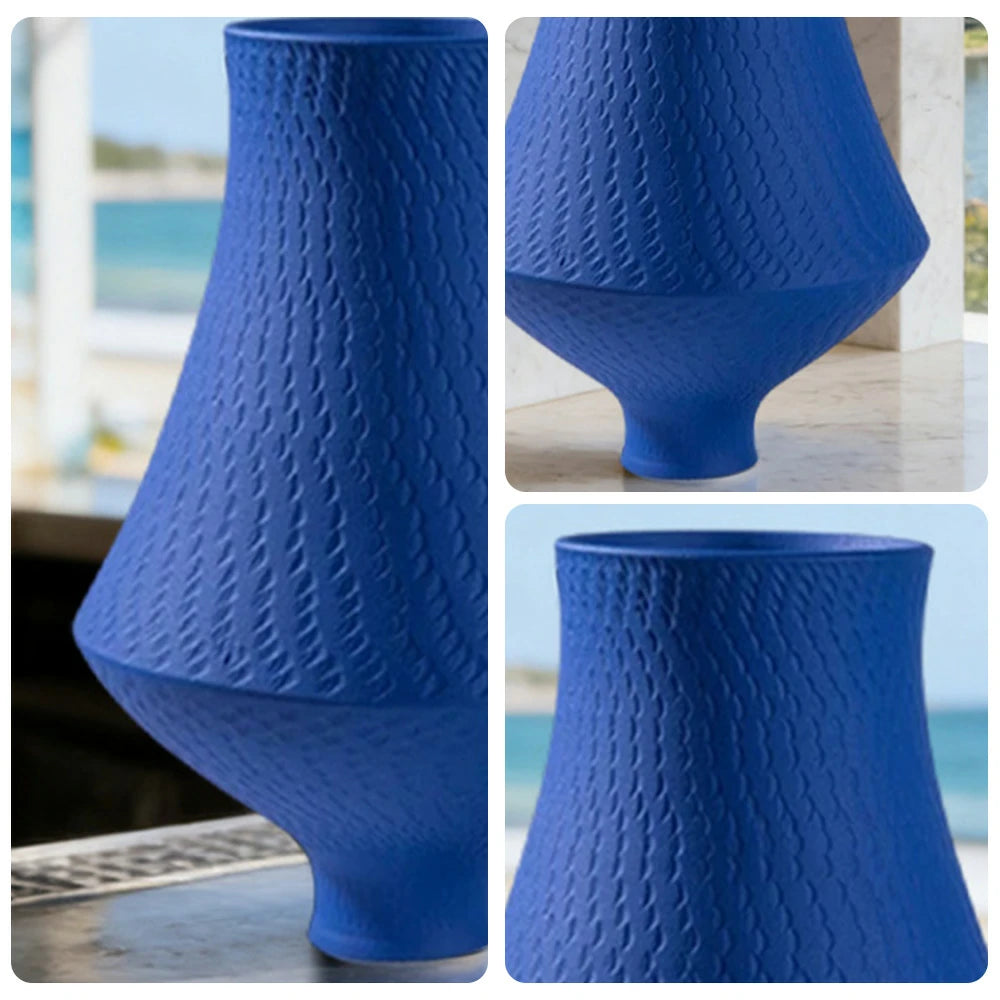LIVARA Ceramic Vase Ornament Klein Blue Modern Design Artistic Home Decor Matte Ceramic Handcrafted Finish