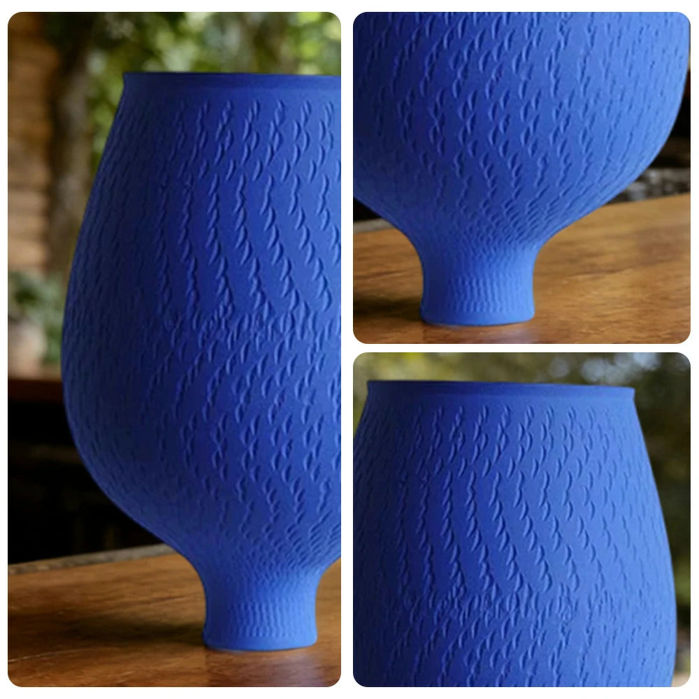 LIVARA Ceramic Vase Ornament Klein Blue Tone Living Room Entryway Styling Matte Ceramic