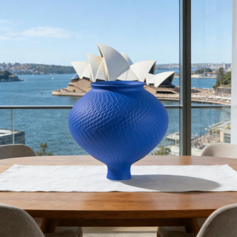 LIVARA Ceramic Vase Ornament Klein Blue Minimal Aesthetic Decorative Art Object Matte Ceramic