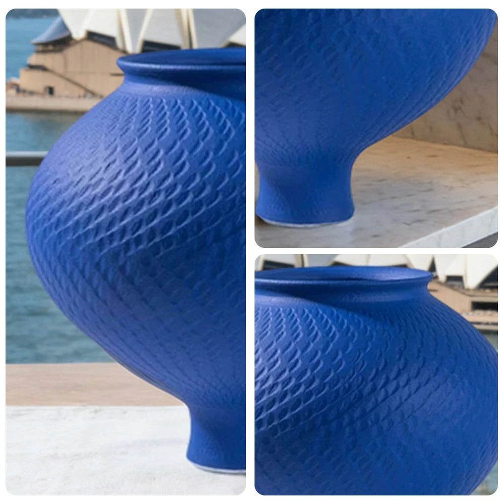 LIVARA Ceramic Vase Ornament Klein Blue Minimal Aesthetic Decorative Art Object Matte Ceramic