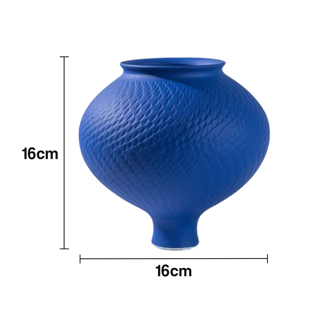 LIVARA Ceramic Vase Ornament Klein Blue Minimal Aesthetic Decorative Art Object Matte Ceramic