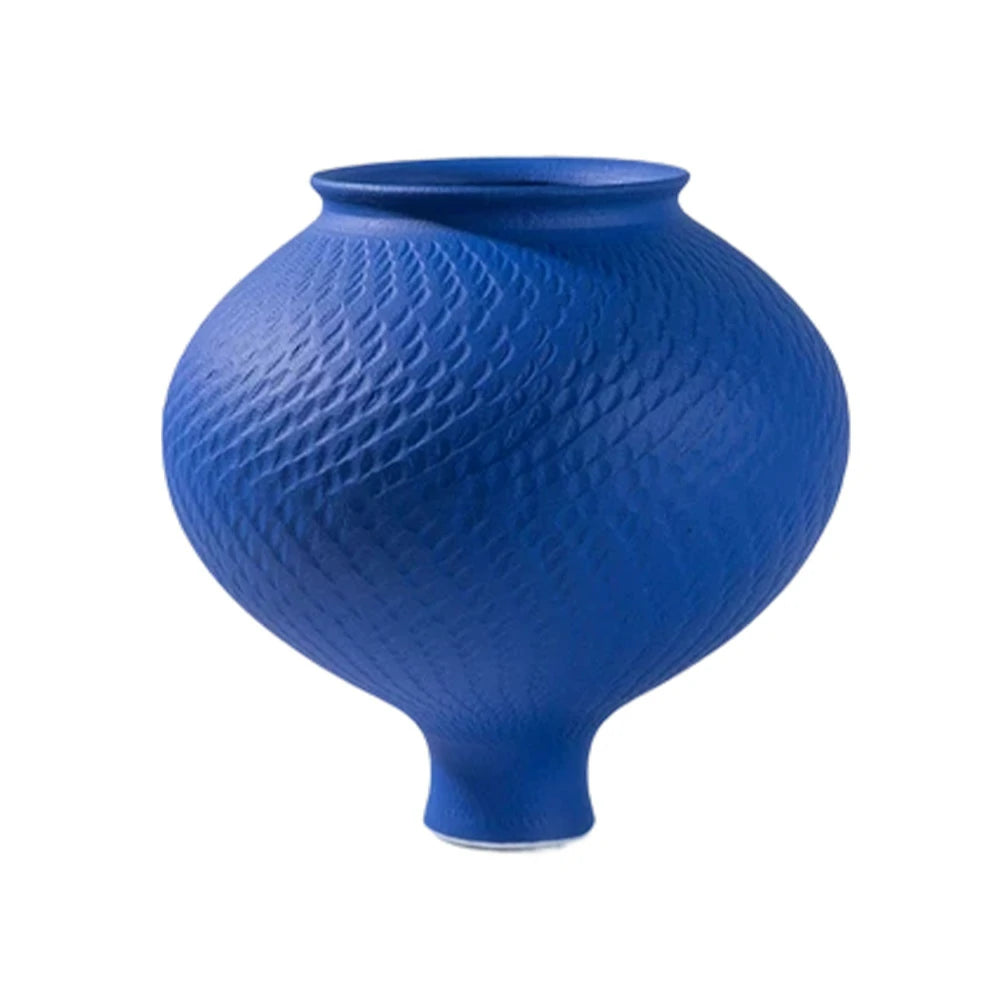 LIVARA Ceramic Vase Ornament Klein Blue Minimal Aesthetic Decorative Art Object Matte Ceramic