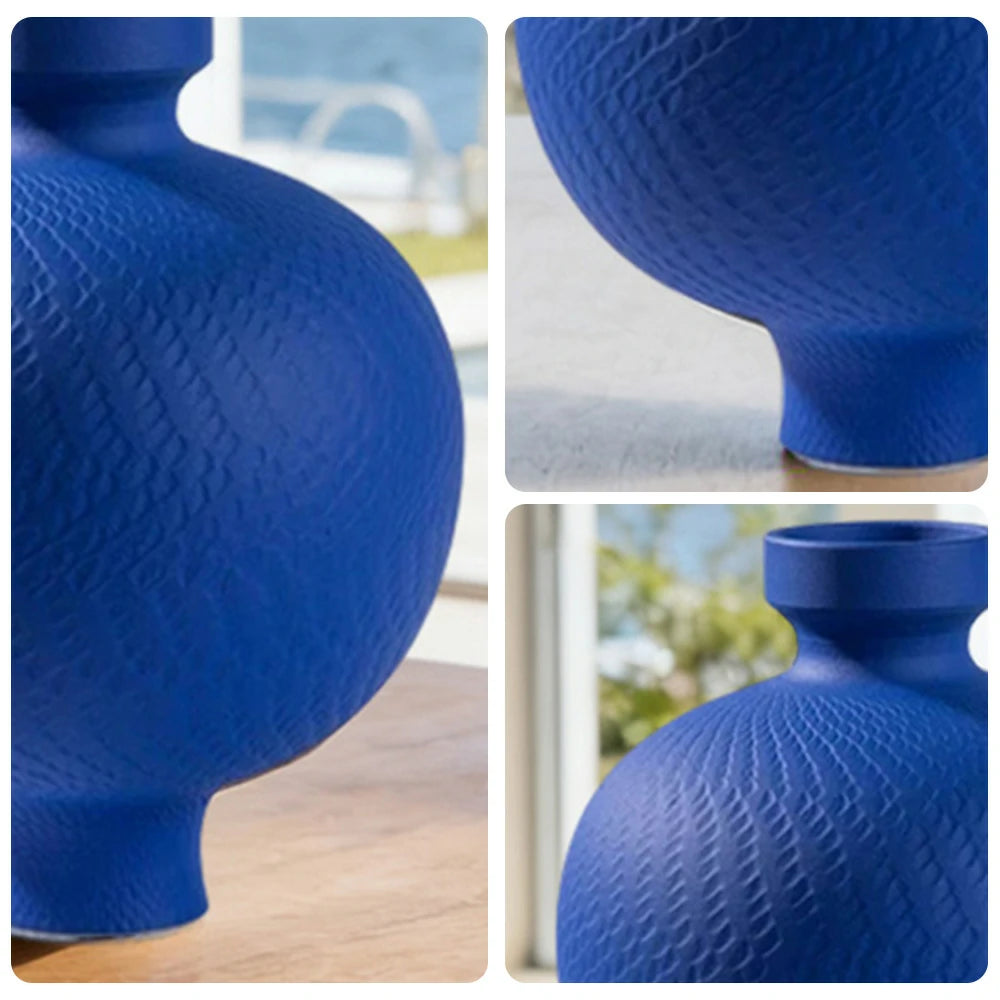 LIVARA Ceramic Vase Ornament Klein Blue Visual Accent Artistic Home Display Matte Ceramic Stone-Texture Finish