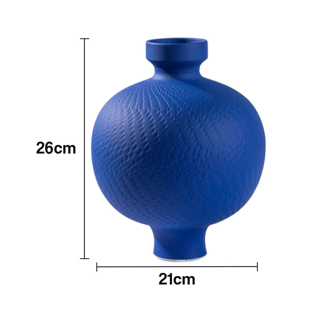 LIVARA Ceramic Vase Ornament Klein Blue Visual Accent Artistic Home Display Matte Ceramic Stone-Texture Finish