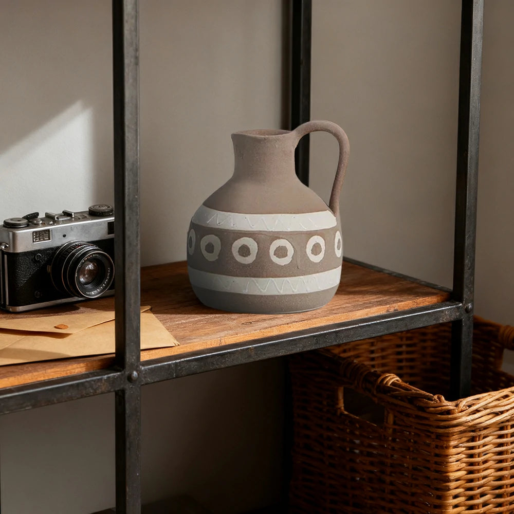 LIVARA Ceramic Vase Ornament Stable Solid Silhouette Artistic Home Display Matte Ceramic Stone-Texture Finish