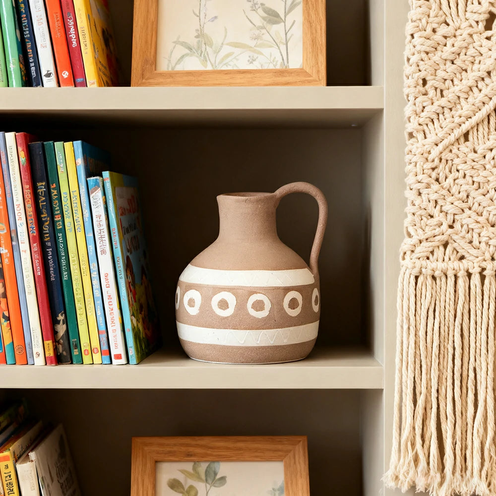 LIVARA Ceramic Vase Ornament Stable Solid Silhouette Artistic Home Display Matte Ceramic Stone-Texture Finish